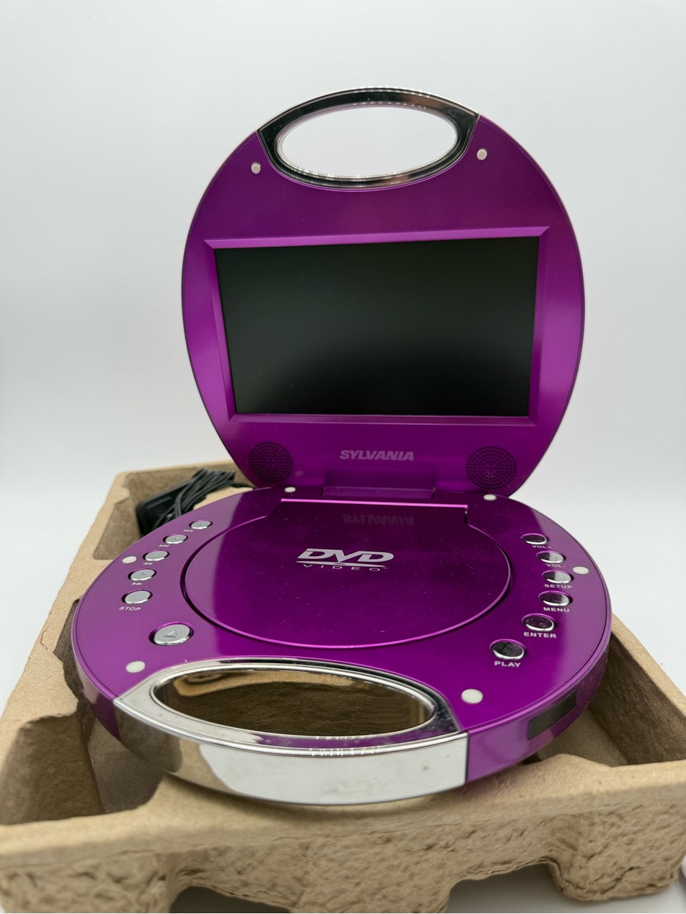 Sylvania Purple 7” Portable DVD Player SDVD7046 Original Box Remote
